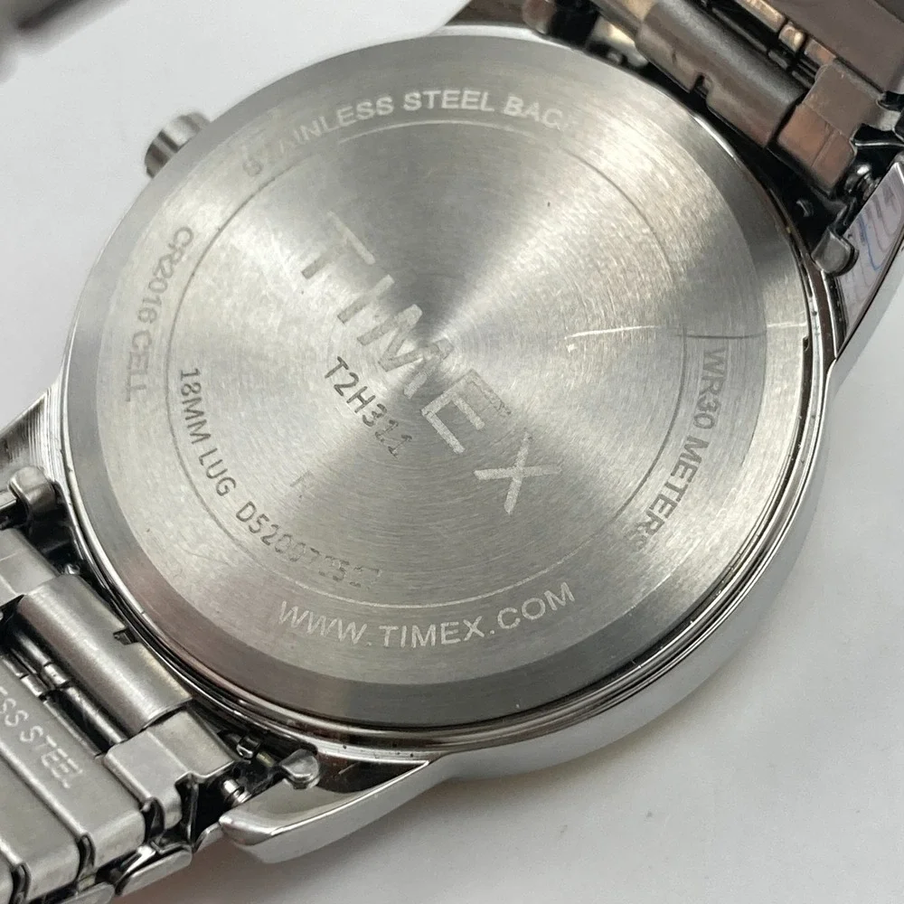 Timex Easy Reader Men's Watch 35mm Silver Gold Tone Indiglo Stretch New Battery